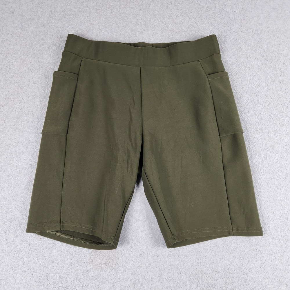 Maze Collection Bermuda Shorts Womens XL Green Pockets Stretch Comfort Pull On